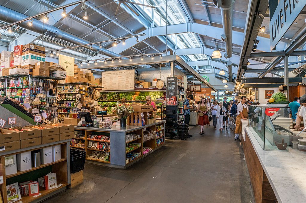 A grocery store with a variety of products on display